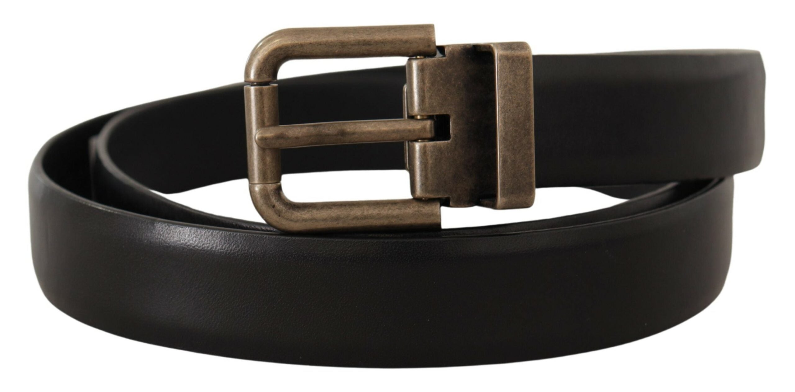 Black Calf Leather Brushed Brass Box Buckle Belt - 90-cm-36-inches
