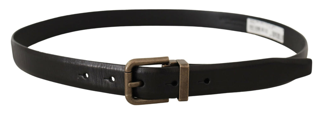 Black Calf Leather Brushed Brass Box Buckle Belt - 90-cm-36-inches