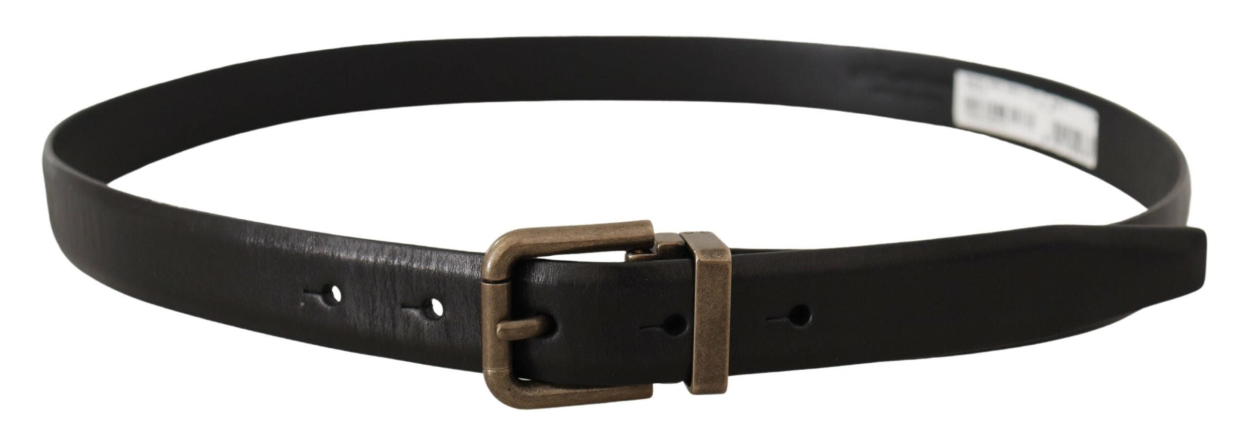 Black Calf Leather Brushed Brass Box Buckle Belt - 90-cm-36-inches