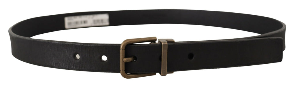Black Leather Brass Metal Grain Buckle Classic Belt - 90-cm-36-inches