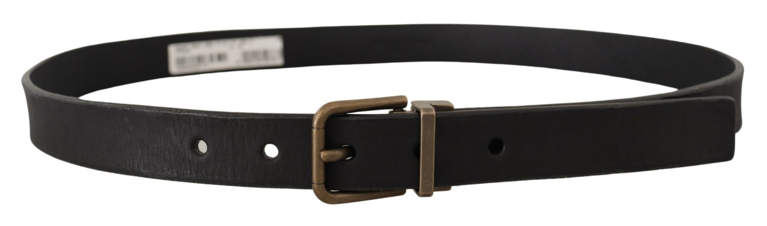Black Leather Brass Metal Grain Buckle Classic Belt - 90-cm-36-inches