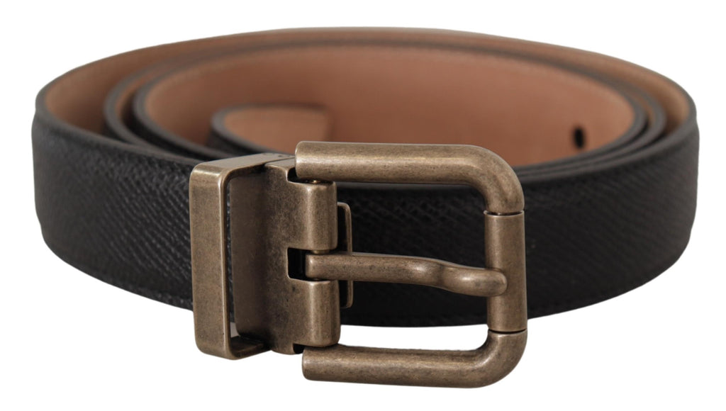 Black Brown Backed Leather Brass Buckle Belt - 95-cm-38-inches
