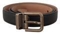 Black Brown Backed Leather Brass Buckle Belt - 95-cm-38-inches