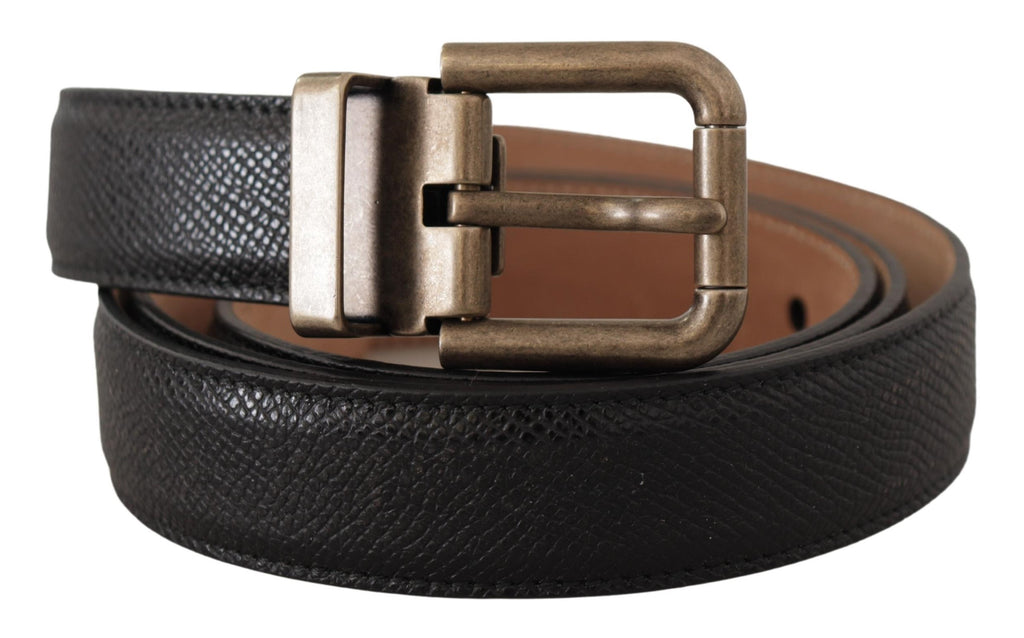 Black Brown Backed Leather Brass Buckle Belt - 95-cm-38-inches