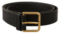 Brown Gold Metal Logo Buckle Calf Leather Belt - 95-cm-38-inches