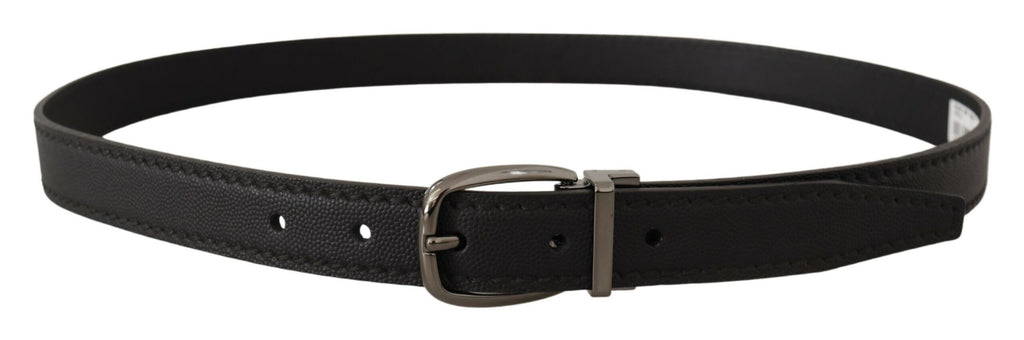 Black Leather Metal Logo Buckle Belt - 95-cm-38-inches