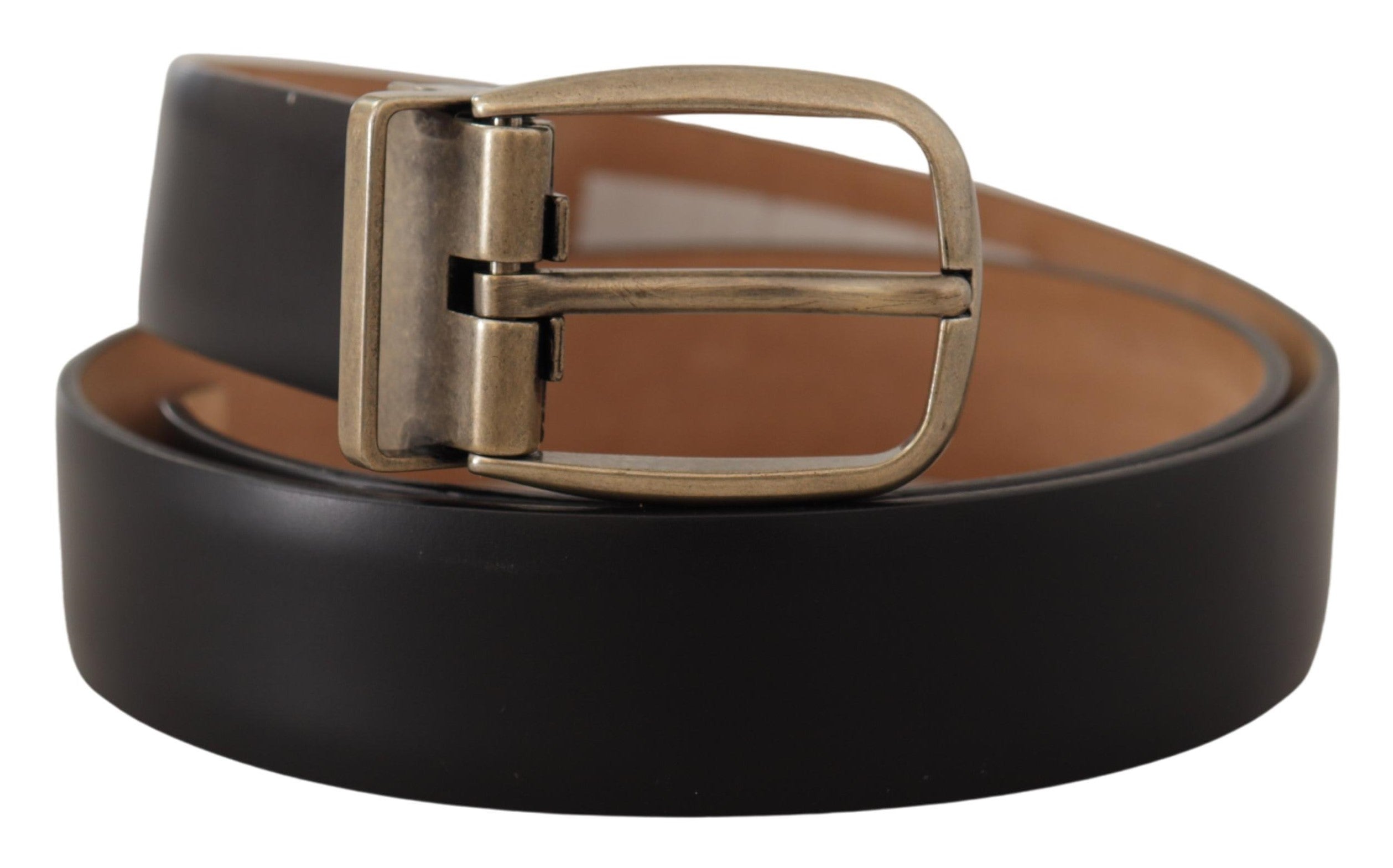 Black Brown Backend Leat...intage Metal Buckle Belt - 85-cm-34-inches