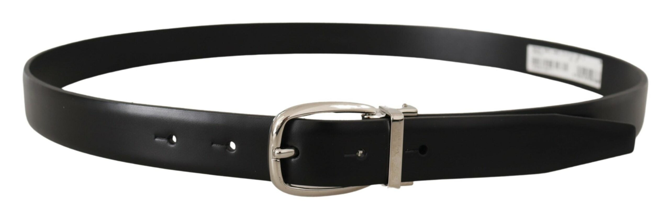 Black Solid Leather Silver Tone Metal Buckle Belt - 95-cm-38-inches