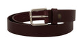 Maroon Calf Leather Silver Tone Metal Buckle Belt - 80-cm-32-inches