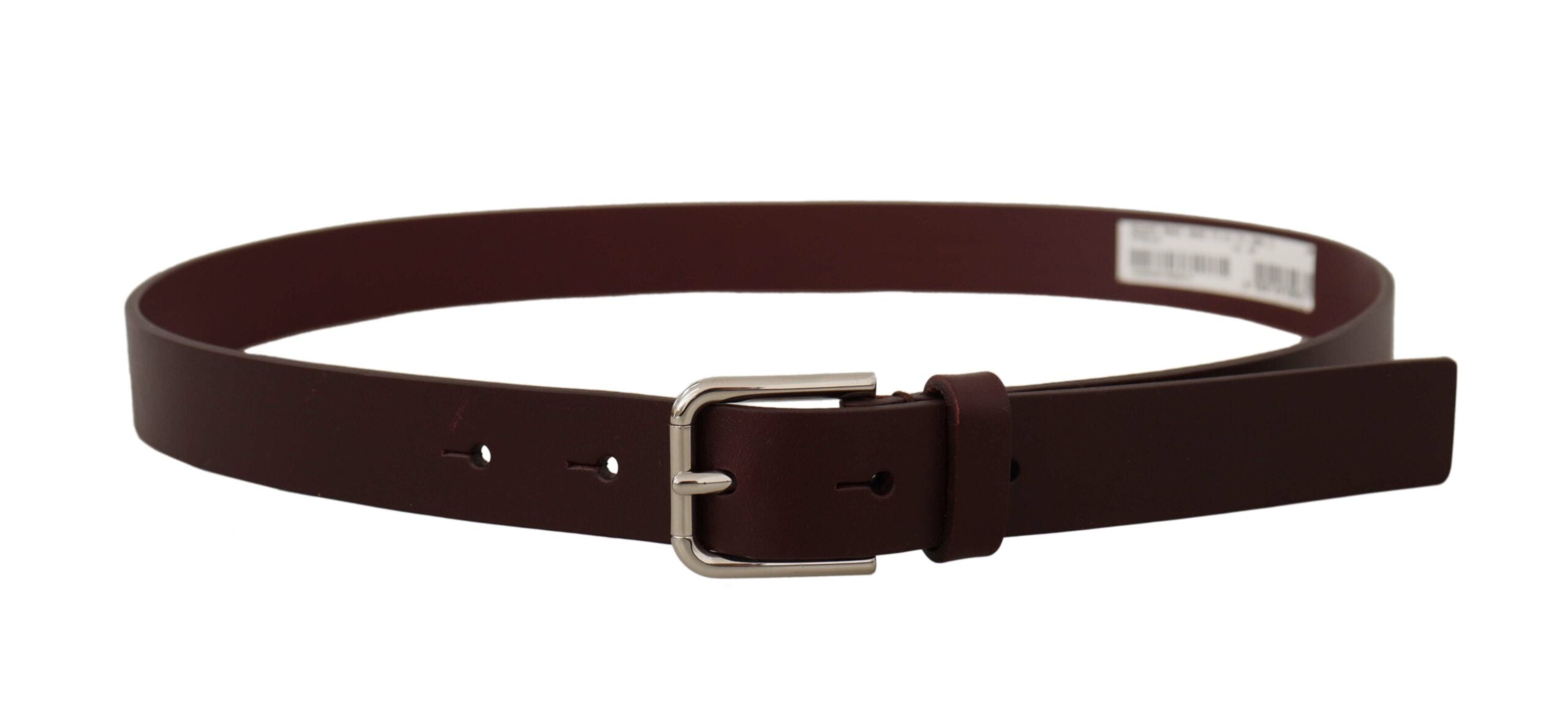 Maroon Calf Leather Silver Tone Metal Buckle Belt - 80-cm-32-inches