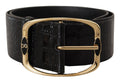 Black Crocodile Print Gold Metal DG Logo Buckle Belt - 75-cm-30-inches