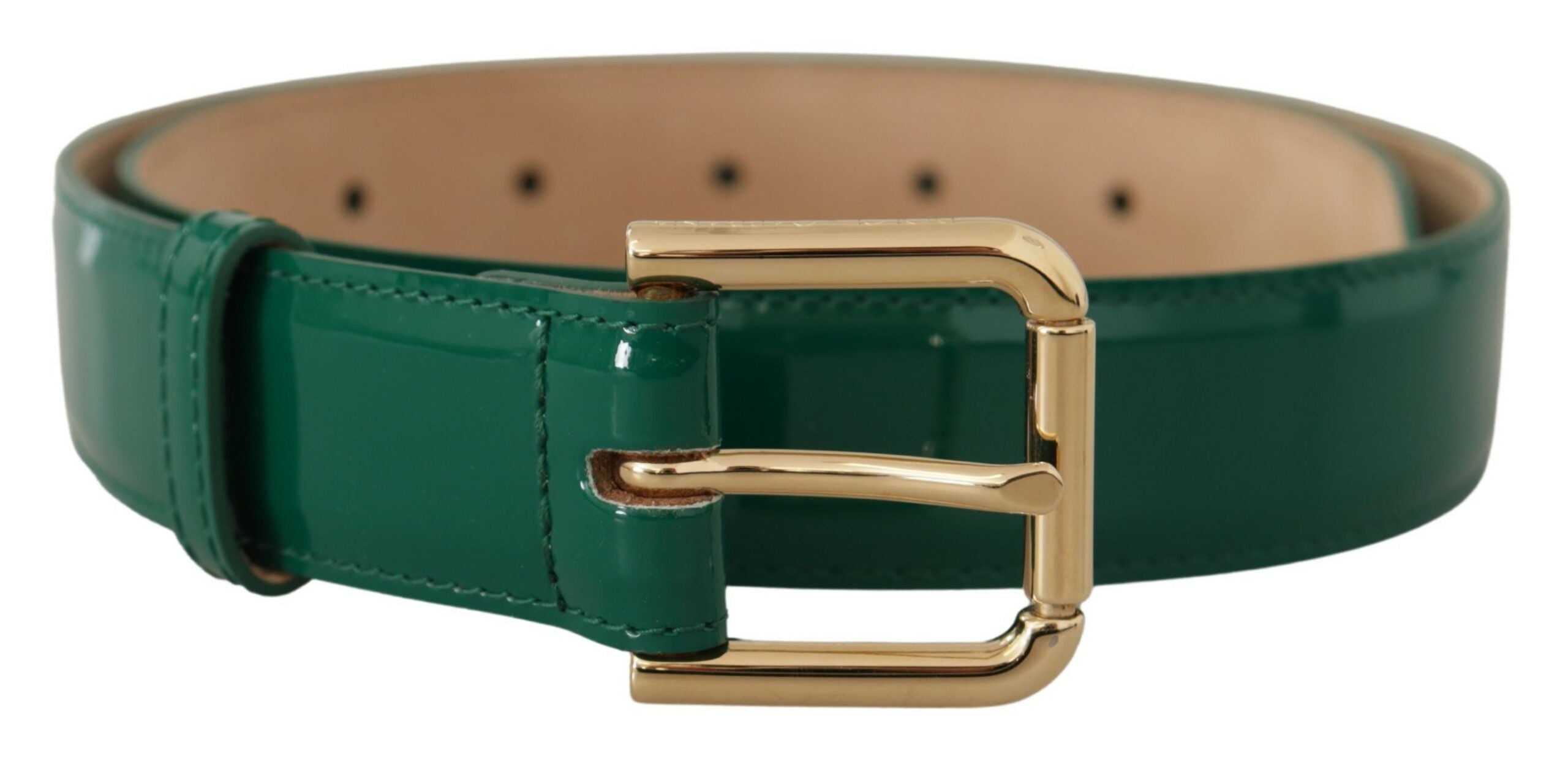 Green Patent Leather Logo Engraved Buckle Belt - 75-cm-30-inches