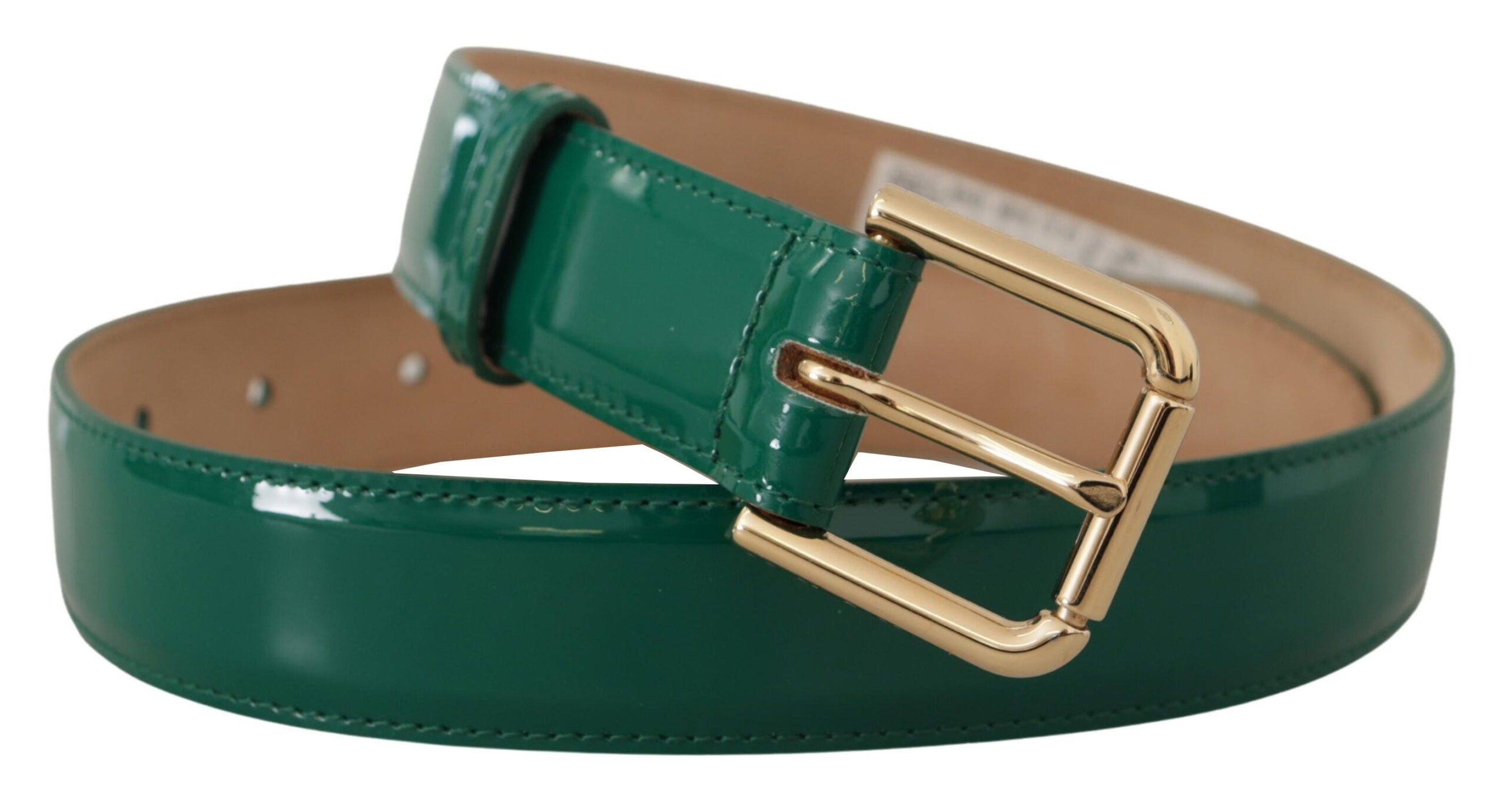 Green Patent Leather Logo Engraved Buckle Belt - 75-cm-30-inches