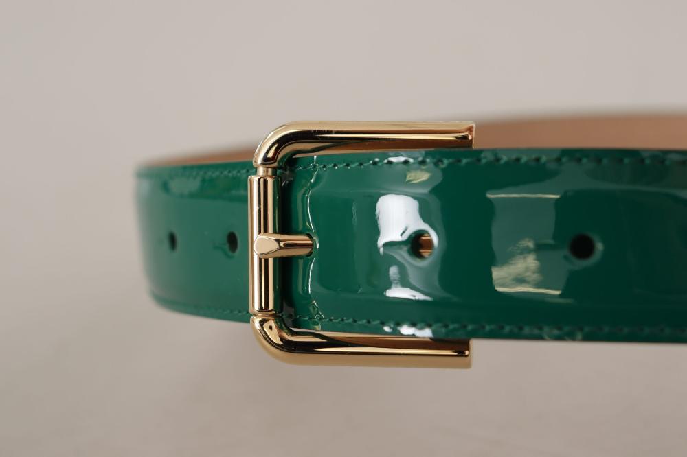 Green Patent Leather Logo Engraved Buckle Belt - 75-cm-30-inches