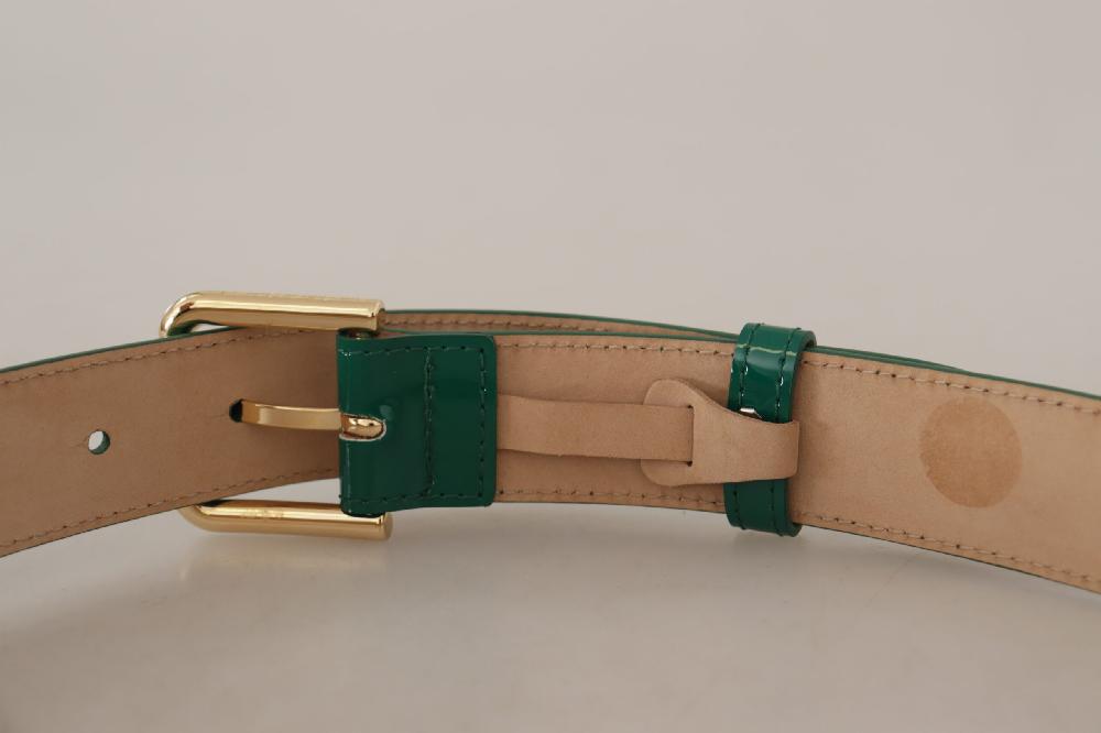 Green Patent Leather Logo Engraved Buckle Belt - 75-cm-30-inches