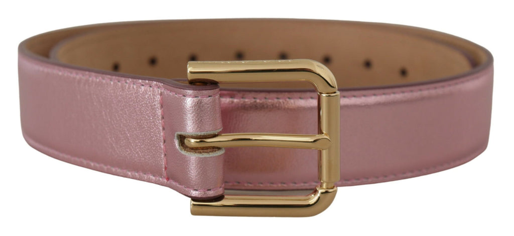 Metallic Pink Polished L...r Logo Metal Buckle Belt - 70-cm-28-inches