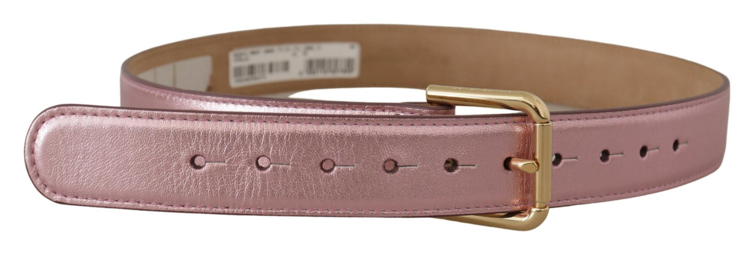Metallic Pink Polished L...r Logo Metal Buckle Belt - 70-cm-28-inches