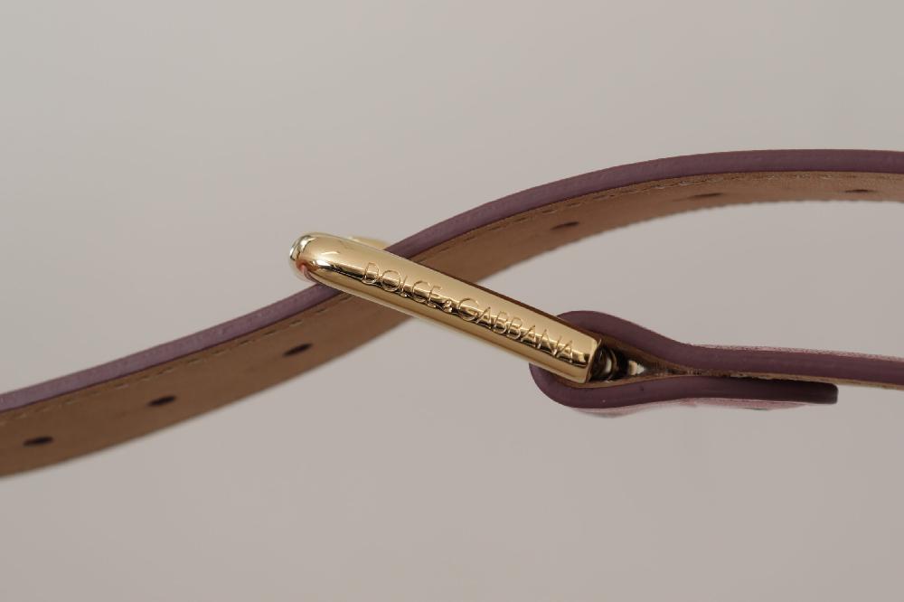 Metallic Pink Polished L...r Logo Metal Buckle Belt - 70-cm-28-inches
