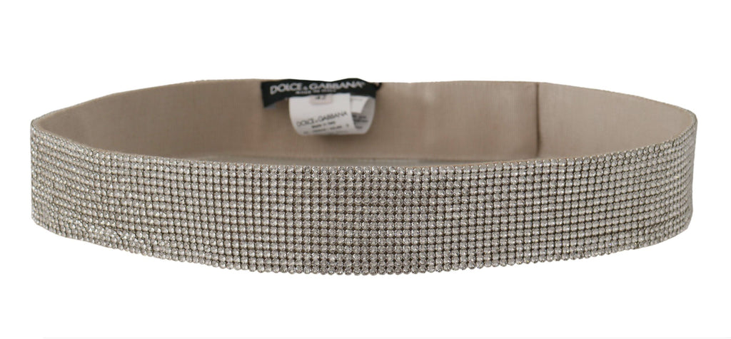 White Embellished Crystals Wide Snap Button Waist Belt - it42-m