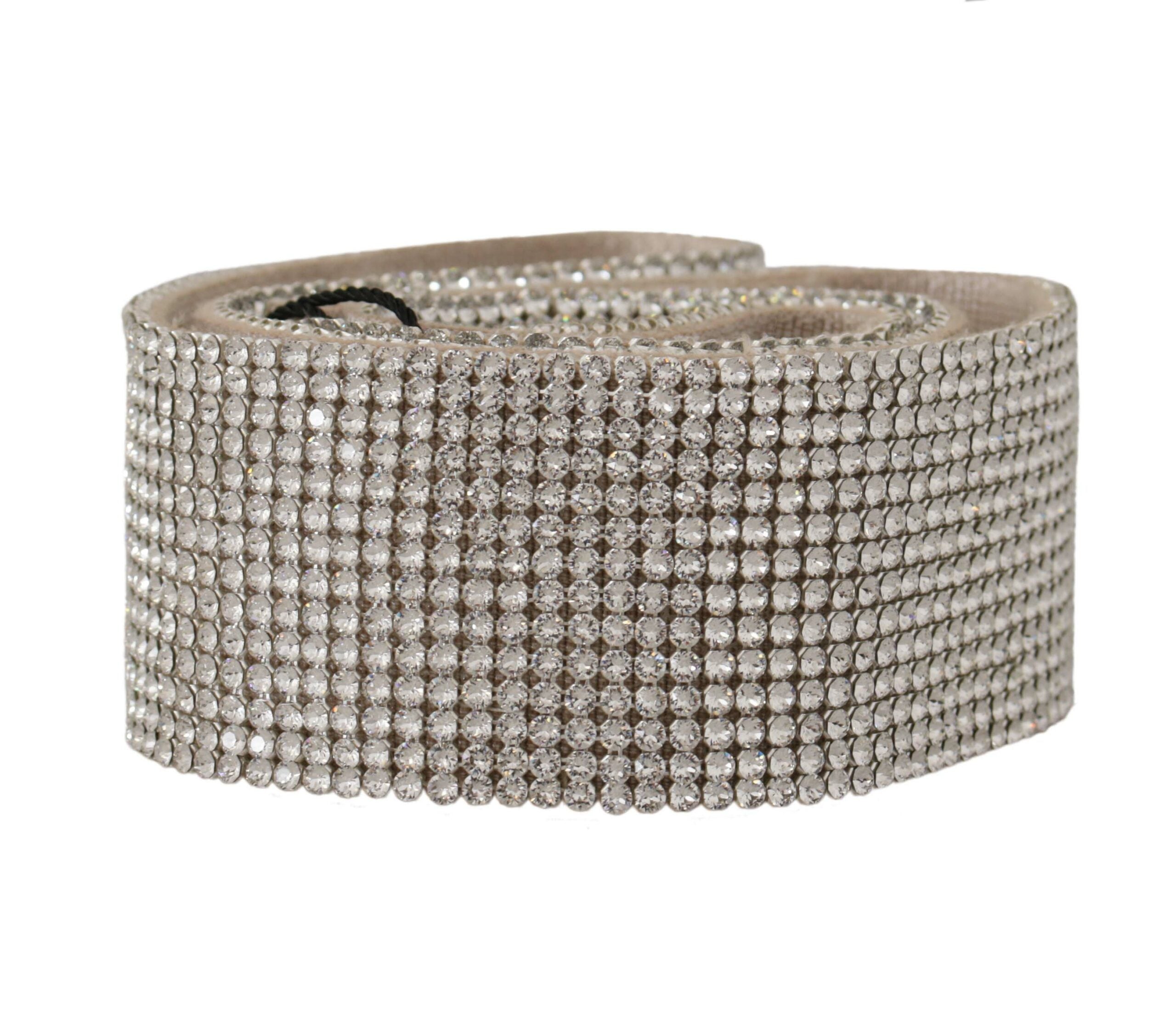 White Embellished Crystals Wide Snap Button Waist Belt - it42-m