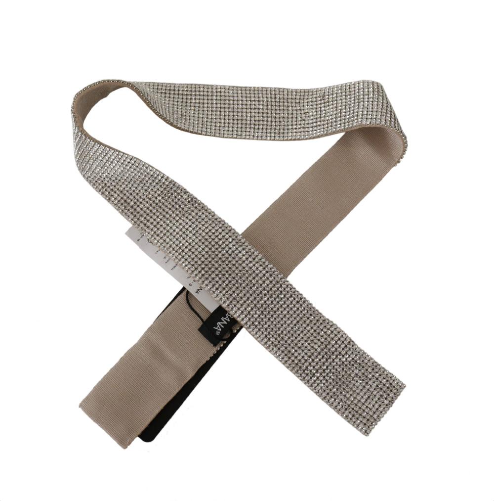 White Embellished Crystals Wide Snap Button Waist Belt - it42-m