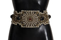 Multicolor Crystal Embellished Wide Sartoria Silk Belt - it40-s