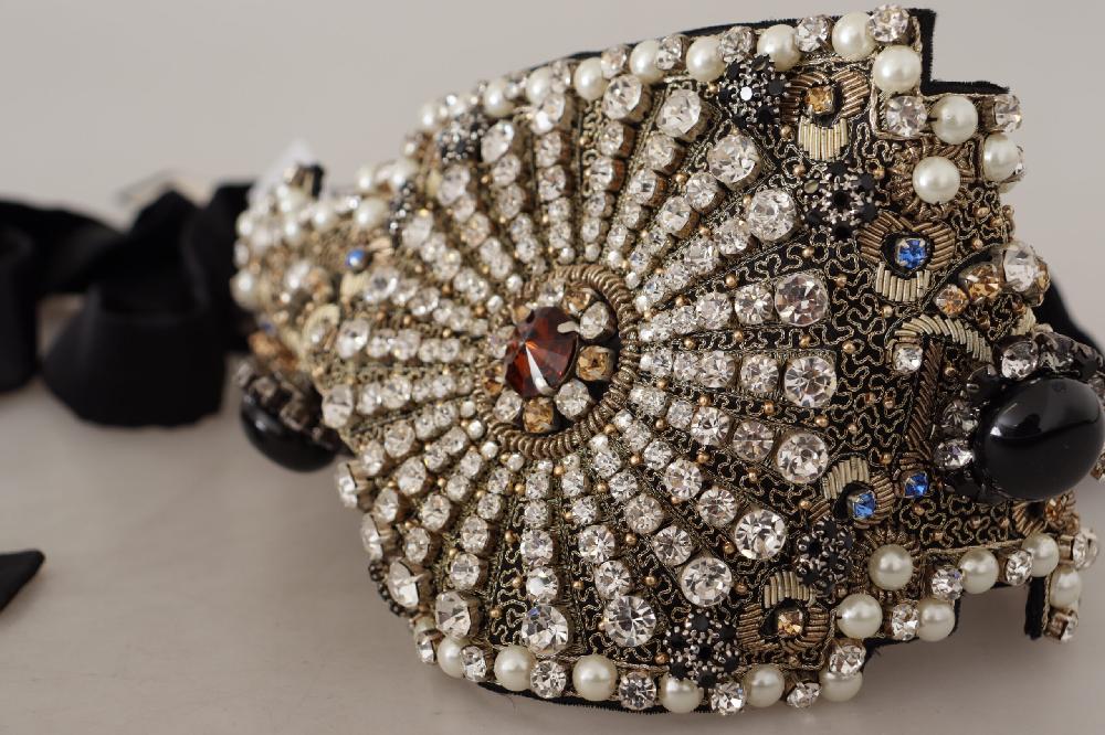 Multicolor Crystal Embellished Wide Sartoria Silk Belt - it40-s