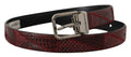 Red Exotic Leather Metal Logo Buckle Belt - 75-cm-30-inches