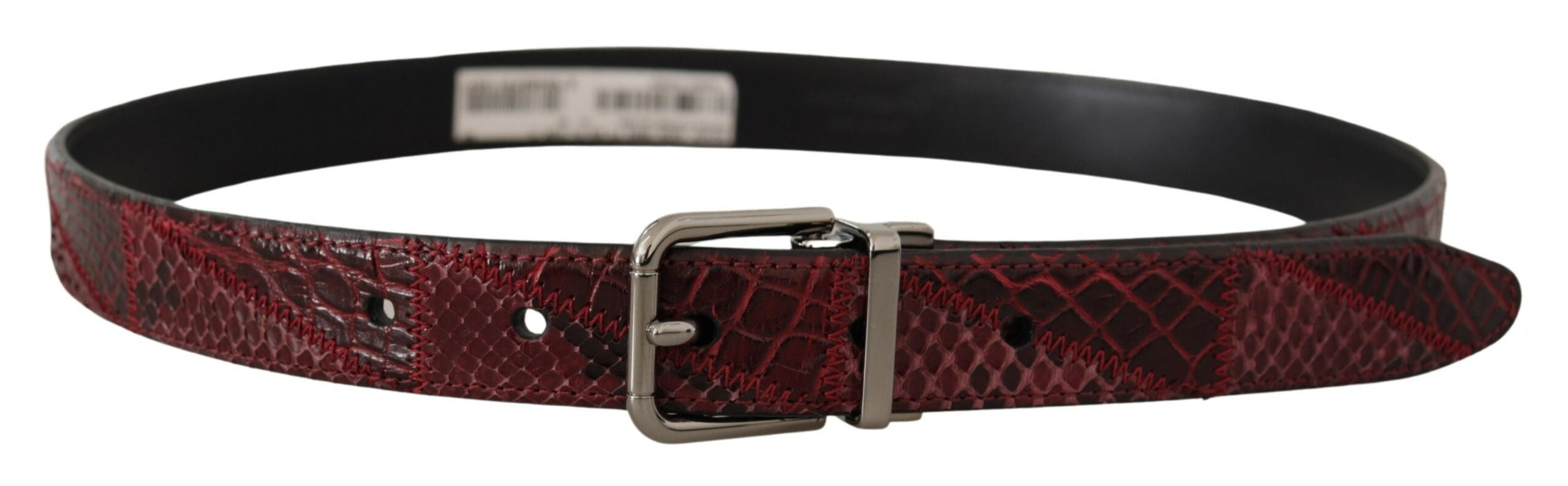 Red Exotic Leather Metal Logo Buckle Belt - 75-cm-30-inches