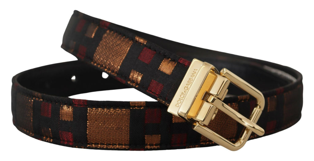 Multicolor Leather Jacquard Gold Metal Buckle Belt - 75-cm-30-inches