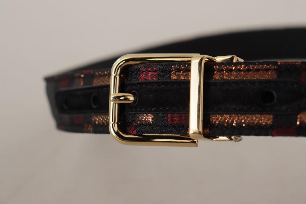 Multicolor Leather Jacquard Gold Metal Buckle Belt - 75-cm-30-inches