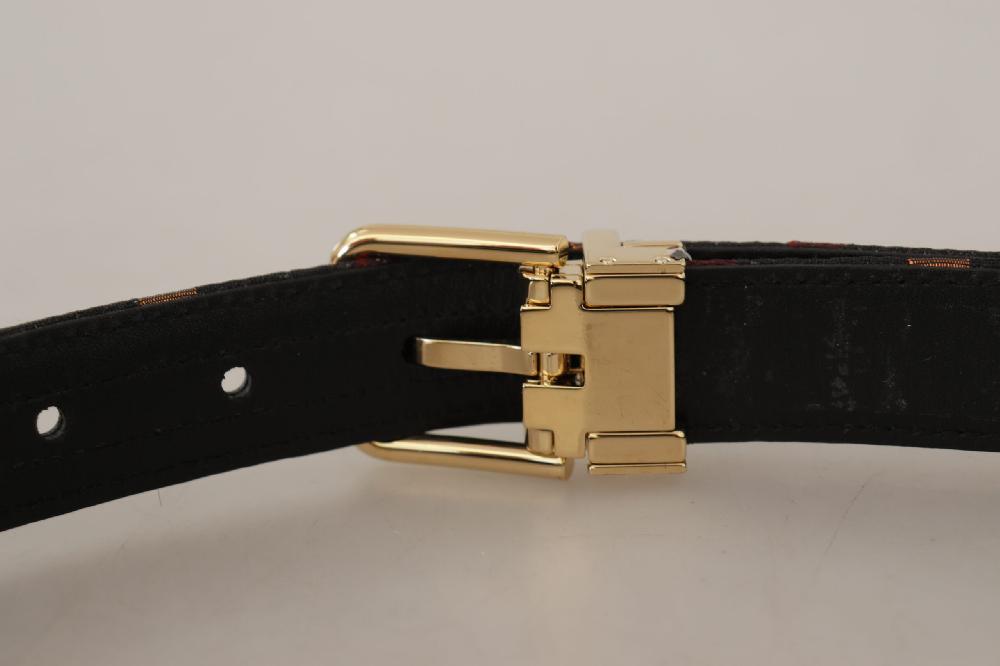 Multicolor Leather Jacquard Gold Metal Buckle Belt - 75-cm-30-inches