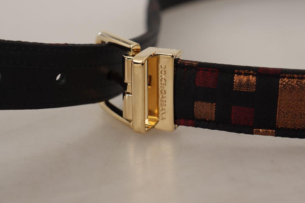 Multicolor Leather Jacquard Gold Metal Buckle Belt - 75-cm-30-inches