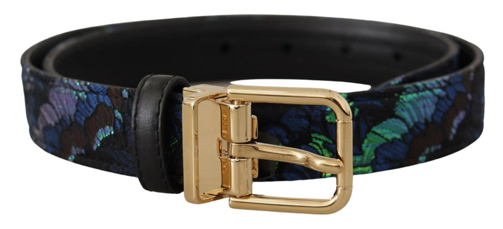 Multicolor Floral Jacquard Gold Metal Buckle Belt - 75-cm-30-inches
