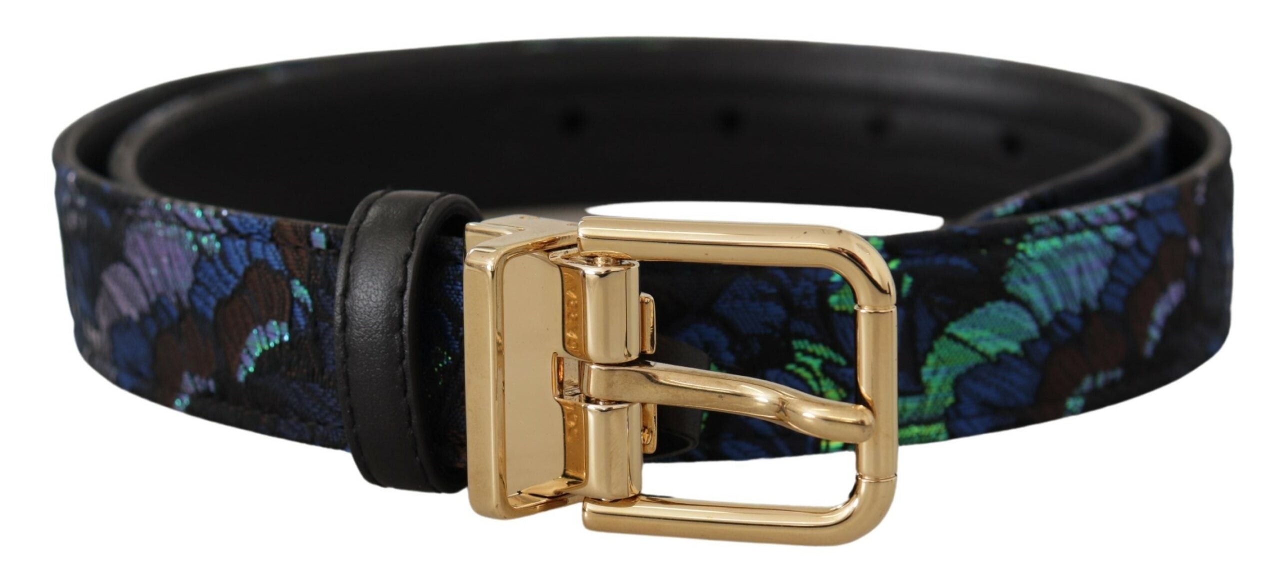Multicolor Floral Jacquard Gold Metal Buckle Belt - 75-cm-30-inches
