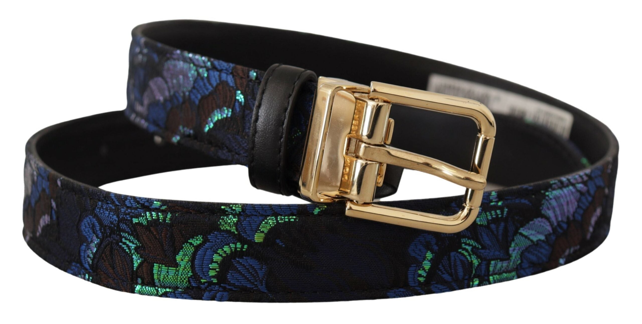 Multicolor Floral Jacquard Gold Metal Buckle Belt - 75-cm-30-inches