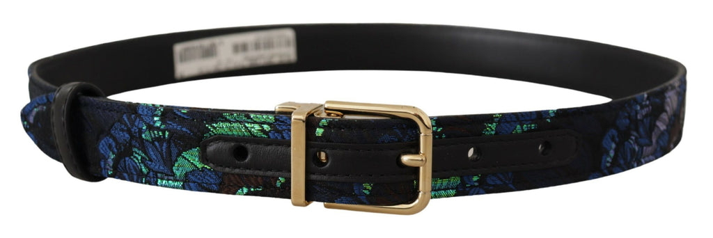 Multicolor Floral Jacquard Gold Metal Buckle Belt - 75-cm-30-inches