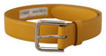 Yellow Leather Silver Tone Logo Metal Buckle Belt - 60-cm-24-inches