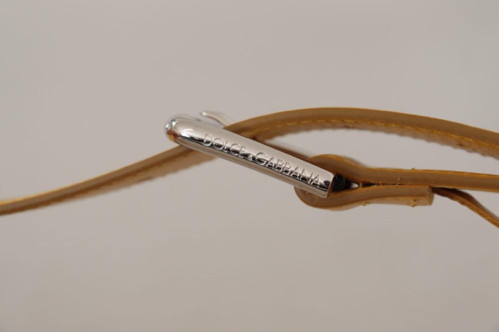 Yellow Leather Silver Tone Logo Metal Buckle Belt - 60-cm-24-inches
