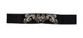 Black Silk Brass Crystal Embellished Waist Belt - it42-m