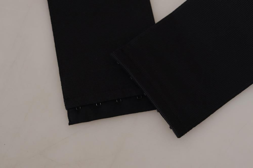 Black Silk Brass Crystal Embellished Waist Belt - it42-m