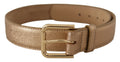 Rose Gold Leather Metallic Tone Metal Buckle Belt - 70-cm-28-inches