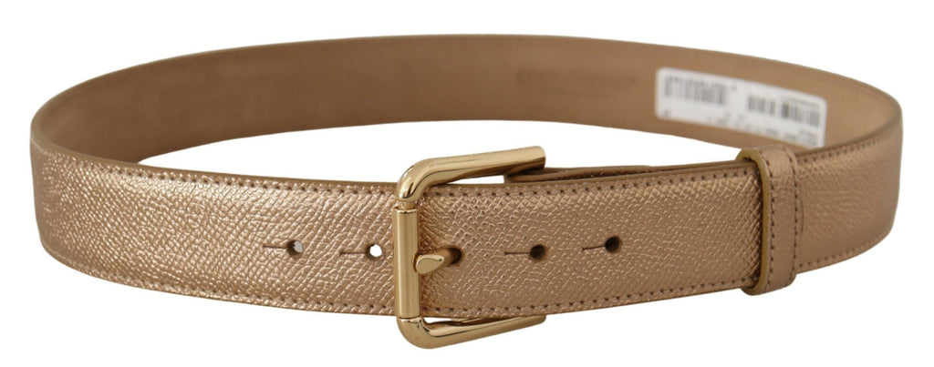 Rose Gold Leather Metallic Tone Metal Buckle Belt - 70-cm-28-inches