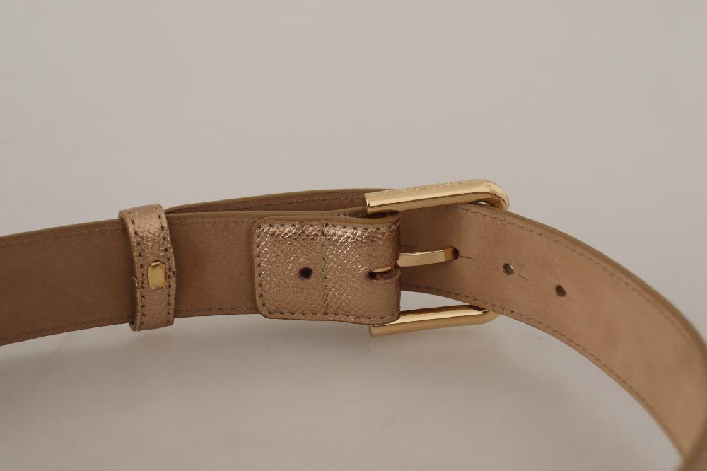 Rose Gold Leather Metallic Tone Metal Buckle Belt - 70-cm-28-inches