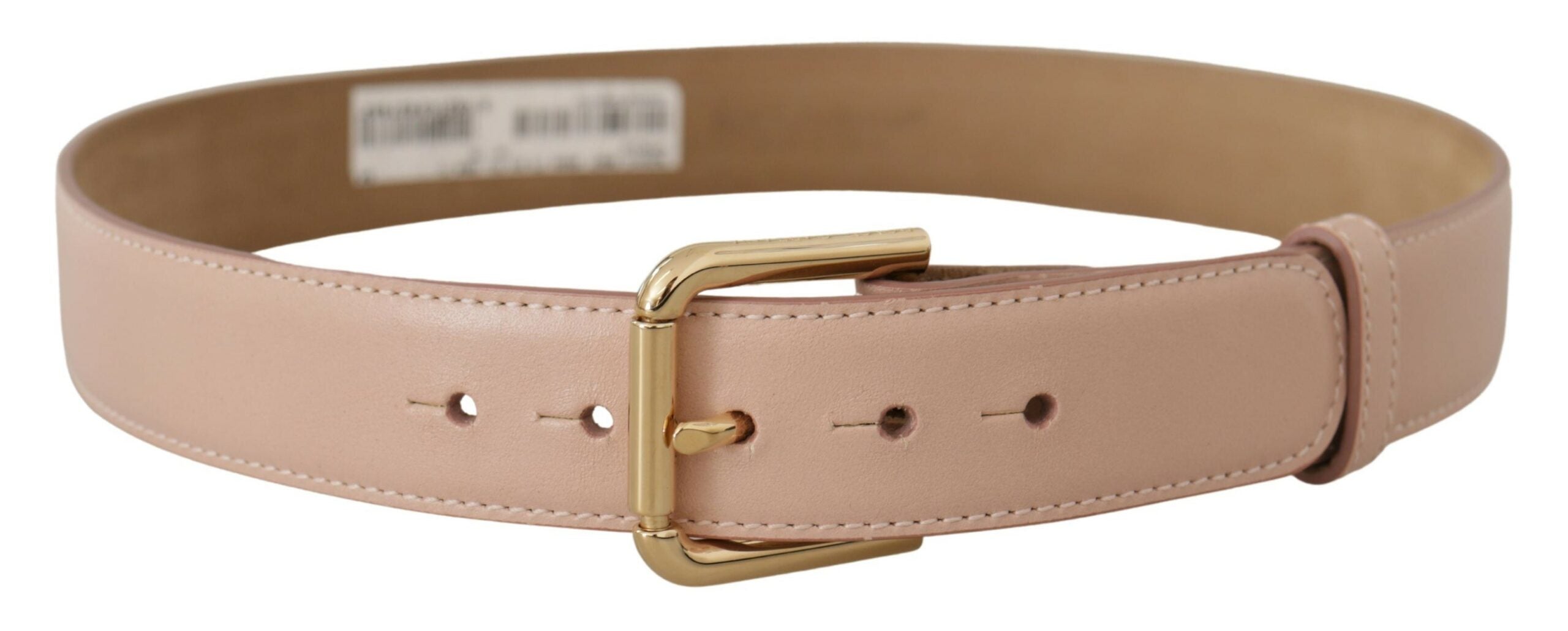 Light Pink Calf Leather Gold Metal Waist Buckle Belt - 65-cm-26-inches