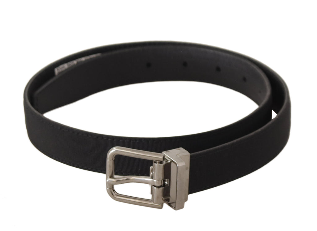 Black Canvas Leather Silver Tone Metal Buckle Belt - 70-cm-28-inches