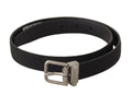 Black Canvas Leather Silver Tone Metal Buckle Belt - 70-cm-28-inches