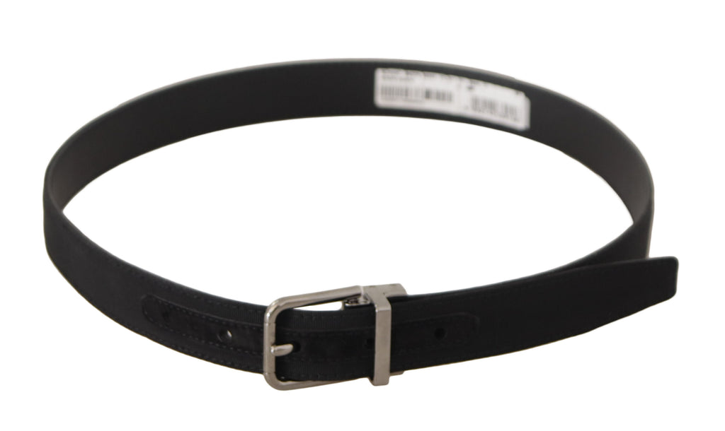 Black Canvas Leather Silver Tone Metal Buckle Belt - 70-cm-28-inches