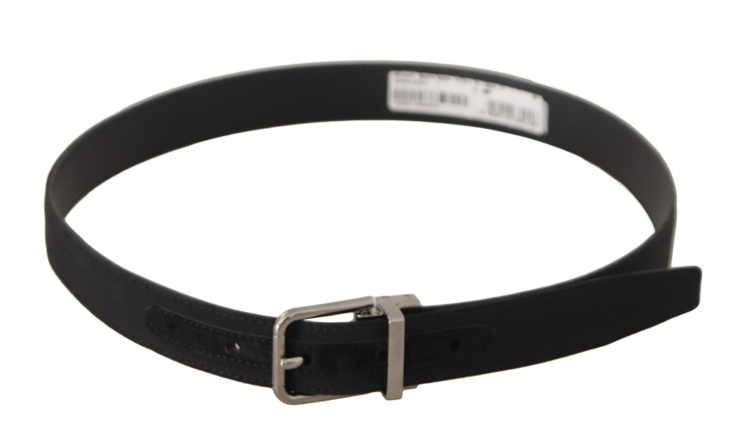 Black Canvas Leather Silver Tone Metal Buckle Belt - 70-cm-28-inches