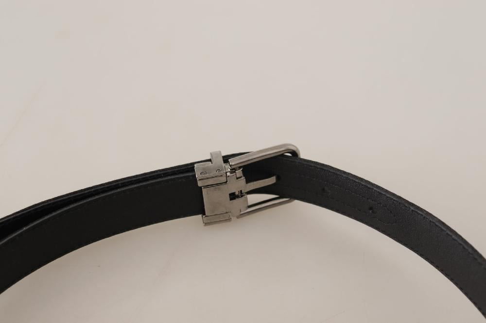 Black Canvas Leather Silver Tone Metal Buckle Belt - 70-cm-28-inches